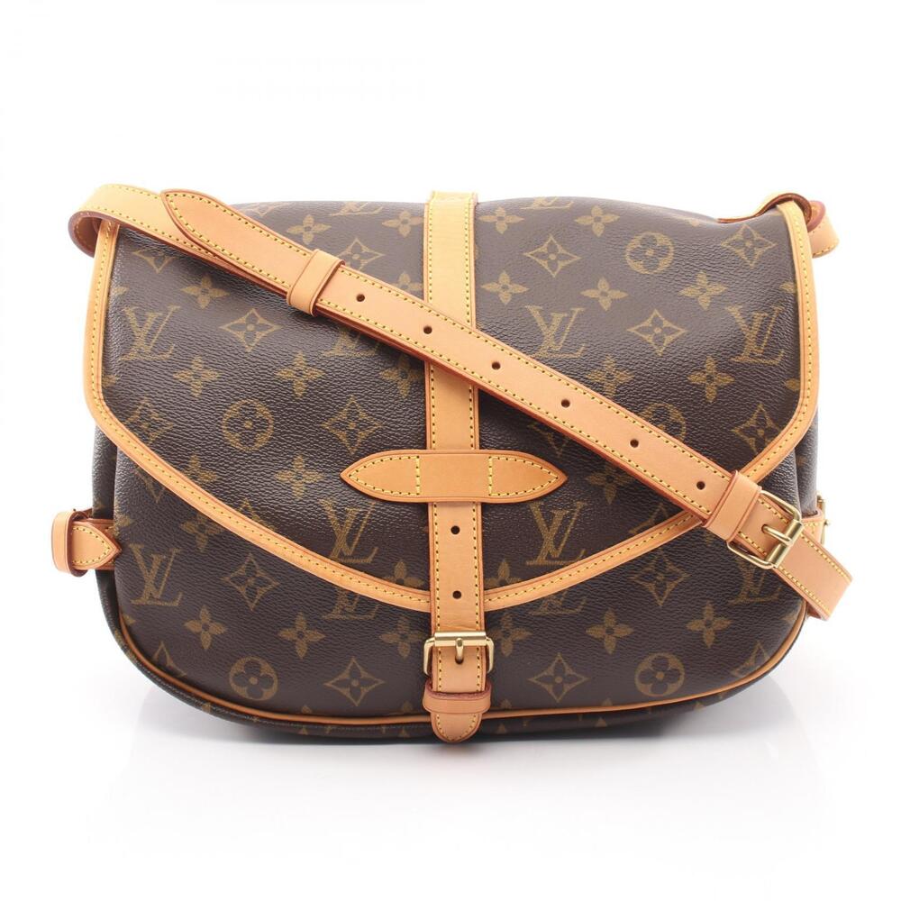 Louis Vuitton Saumur Canvas Leather Monogram Crossbody Bag Brown